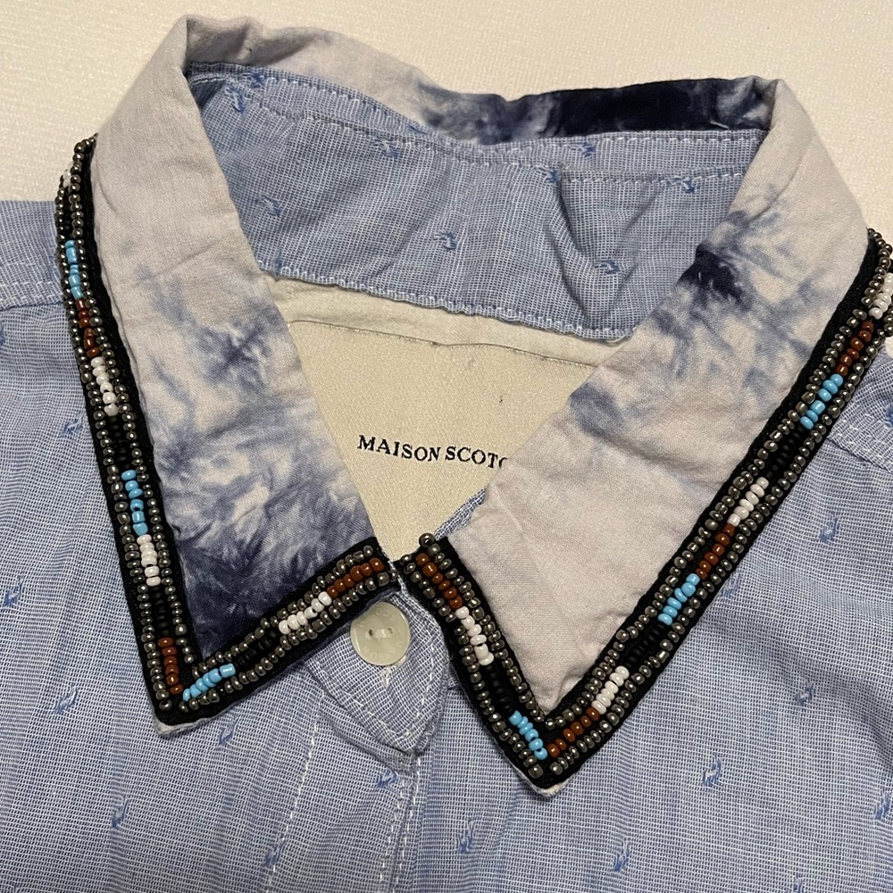 Maison Scotch and Soda Western Beaded Collared Shirt